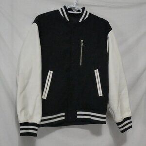 GU | medium | Dark Navy and White Varsity Jacket | Snap Button Closure